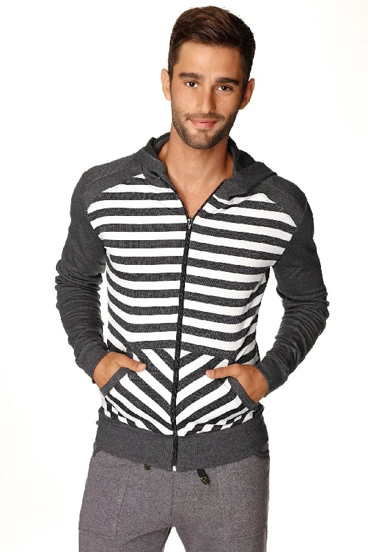 Street Chic **Original Limited Edition** Form-fit Crossover Yoga Track Performance Fleece Hoodie (Charcoal Stripe) Street Chic **Original Limited Edition** Form-fit Crossover Yoga Track Performance Fleece Hoodie (Charcoal Stripe)