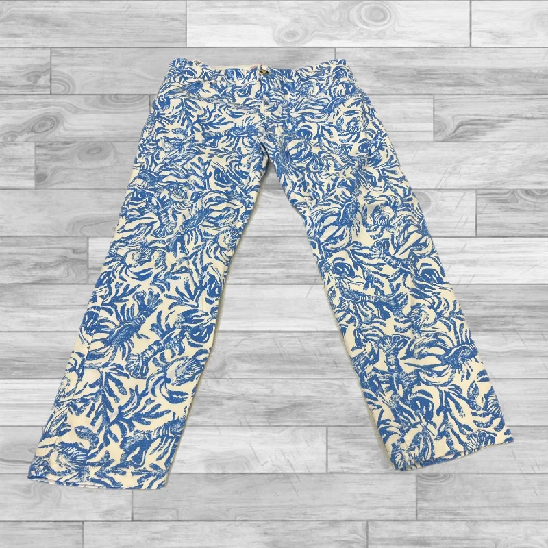 Casual Rebel Pants Designer By Lilly Pulitzer In Blue & White, Size: 8