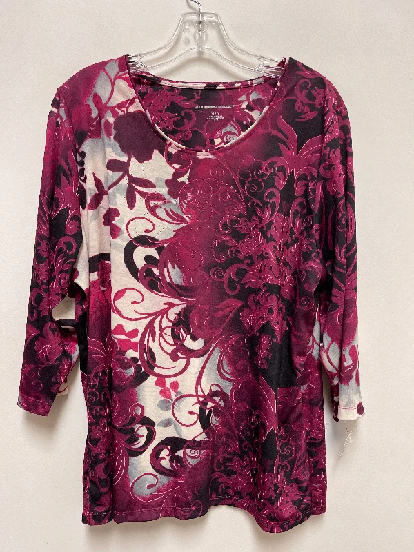 Understated Smart Top Long Sleeve By Allison Daley In Purple & White, Size: Xl
