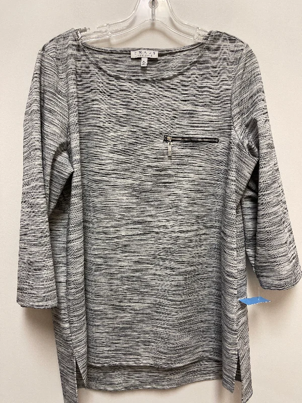 Minimal Polished Top Long Sleeve By Chaus In Grey, Size: Xl