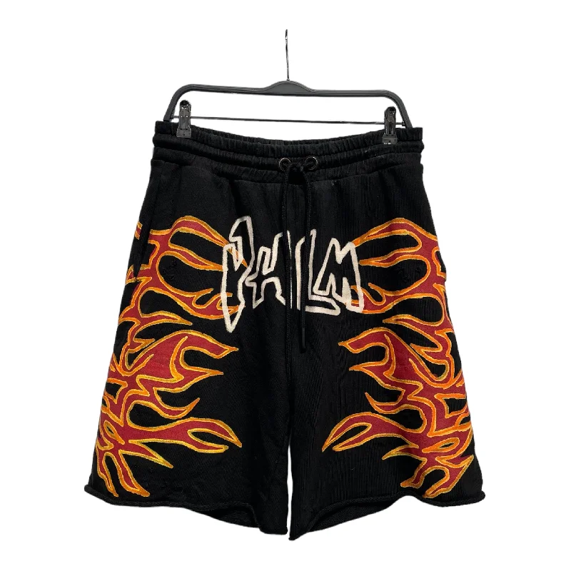 Timeless Chic Palm Angels/Shorts/L/Cotton/BLK/Graphic/FLAMES