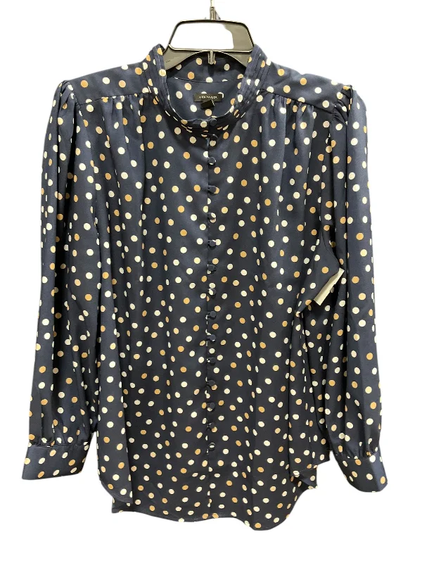 Sophisticated Luxe Top Long Sleeve By Ann Taylor In Polkadot Pattern, Size: L