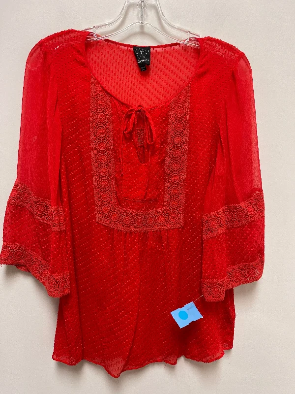 Urban Edge Top Long Sleeve By Ella Moss In Red, Size: S