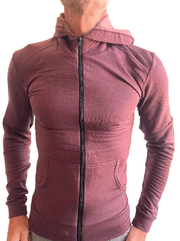 Casual Minimal **Winter Collection** Mid-Weight LUXURY-Fleece Form-fit Crossover Yoga Track Hoodie (Burgundy) Casual Minimal **Winter Collection** Mid-Weight LUXURY-Fleece Form-fit Crossover Yoga Track Hoodie (Burgundy)