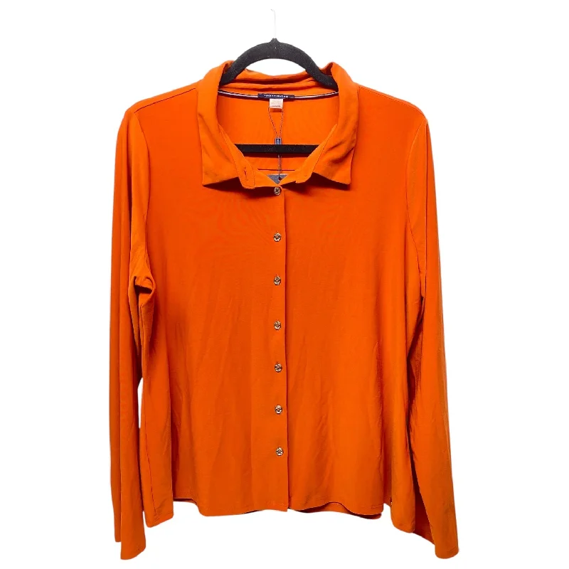 Chic Polished Top Long Sleeve By Tommy Hilfiger In Orange, Size: Xl