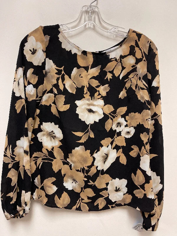 Modern Relaxed Top Long Sleeve By White House Black Market In Black & Brown, Size: Xs
