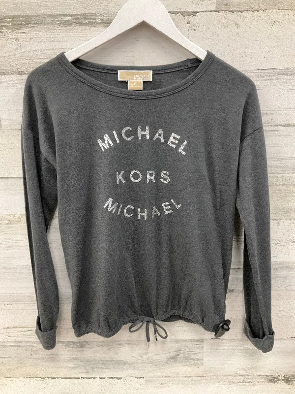 Retro Rugged Top Long Sleeve By Michael Kors In Grey, Size: S