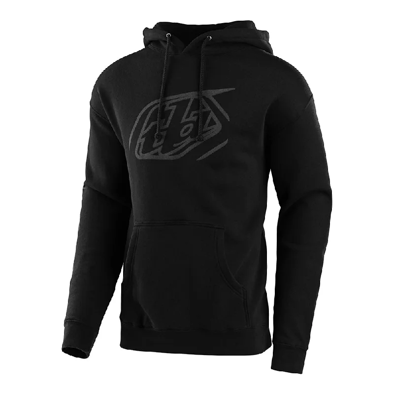Sleek Heritage Pullover Hoodie Cropped Badge Black / Reflective