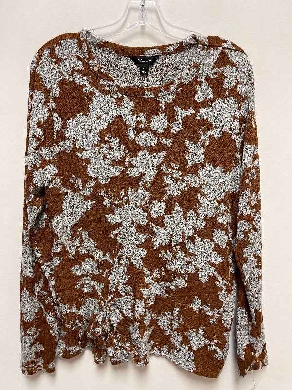 Relaxed Modern Top Long Sleeve By Simply Vera In Floral Print, Size: Xl