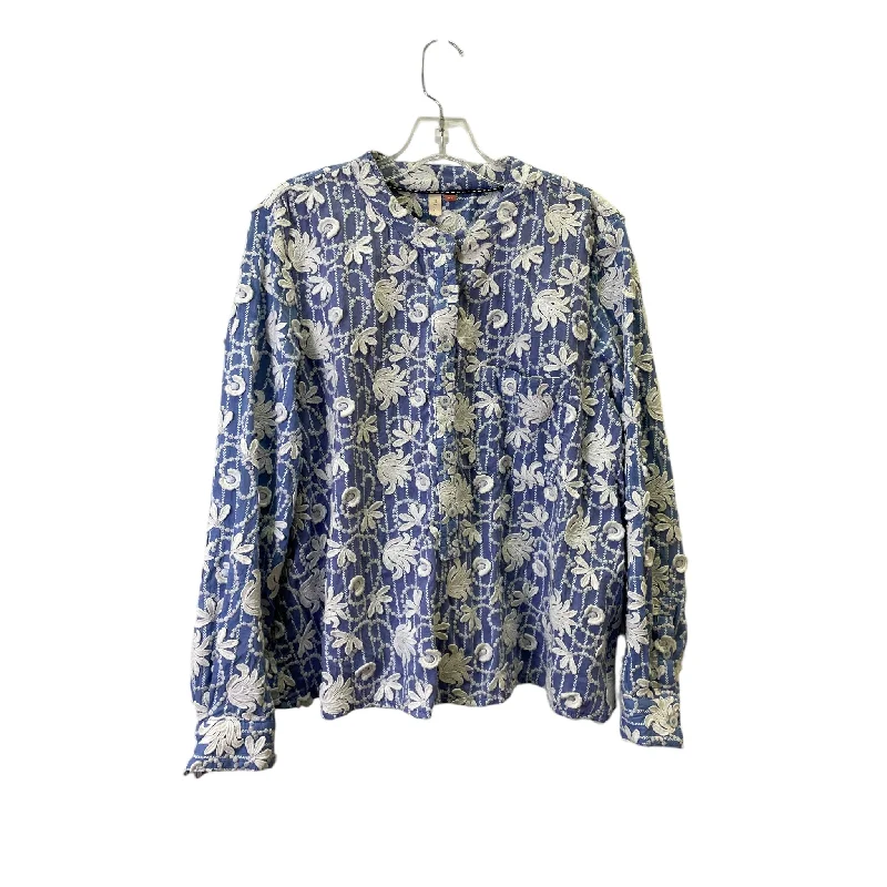 Timeless Urban Top Ls By Pilcro In Blue & White, Size:M
