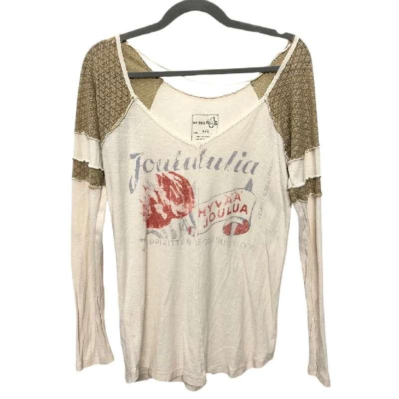 Retro Monochrome Top Long Sleeve By We The Free In Beige, Size: L