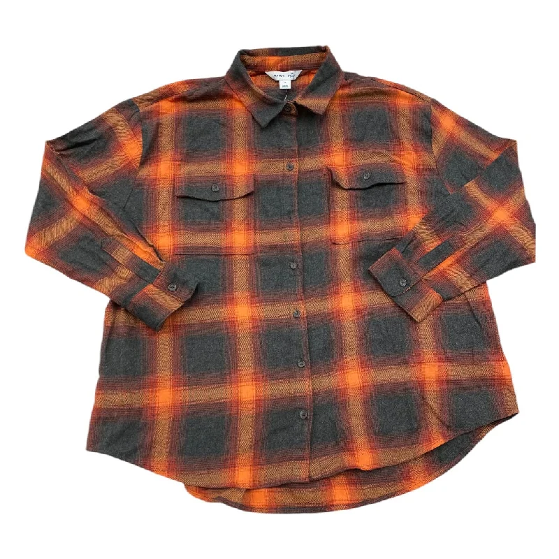 Monochrome Rugged Top Long Sleeve By Old Navy In Black & Orange, Size: Xl