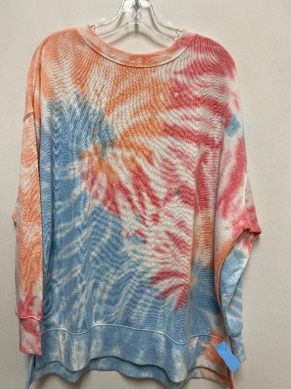 Edgy Luxe Top Long Sleeve By Crown And Ivy In Tie Dye Print, Size: M