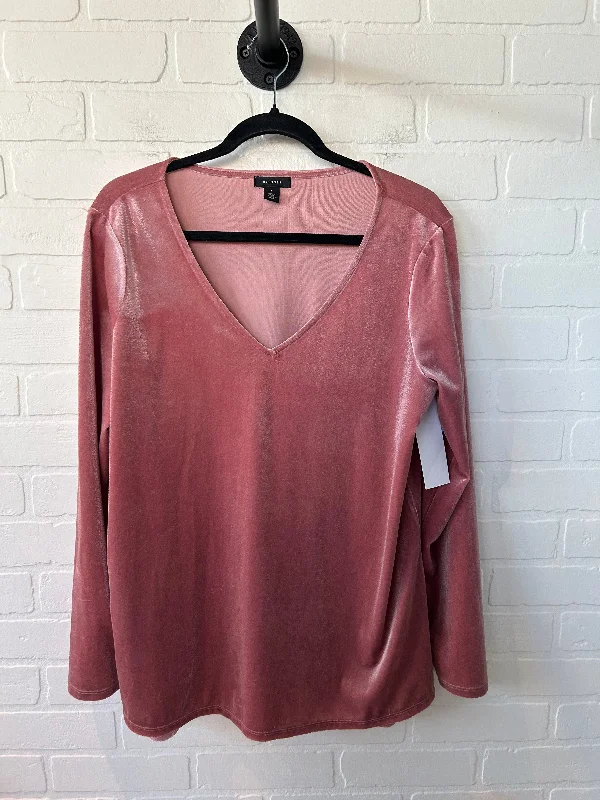 Modern Edgy Top Long Sleeve By Halogen In Pink, Size: L