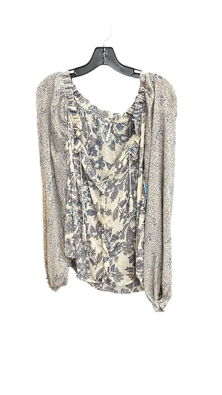 Smart Sophisticated Top Long Sleeve By Free People In Floral Print, Size: Xs