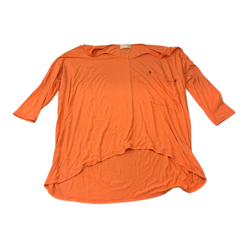 Sleek Modern Tunic 3/4 Sleeve By Kerisma In Orange, Size: L