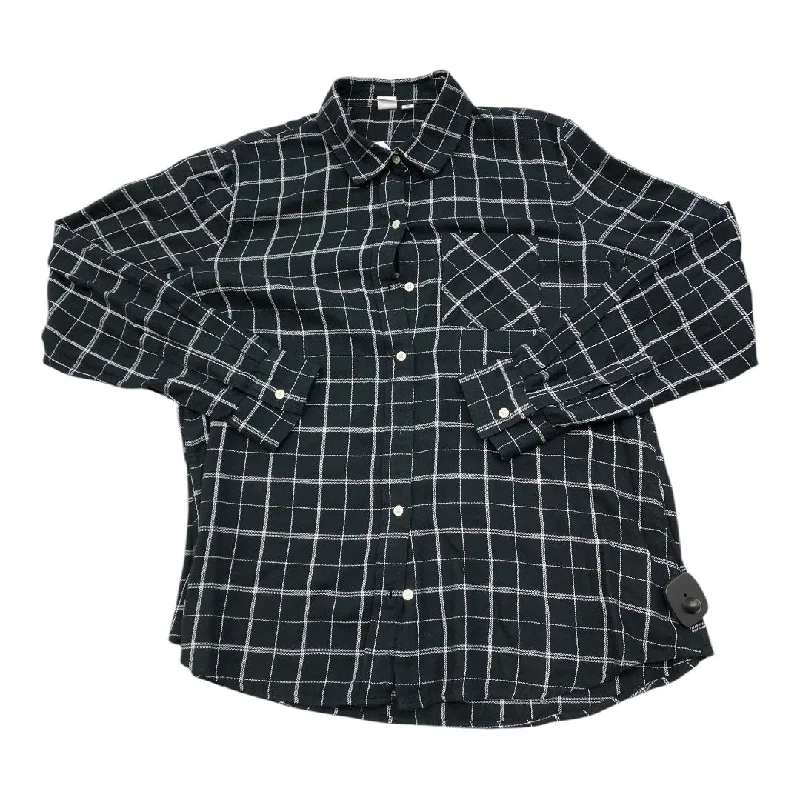 Timeless Smart Top Long Sleeve By Gap In Black & White, Size: Xl