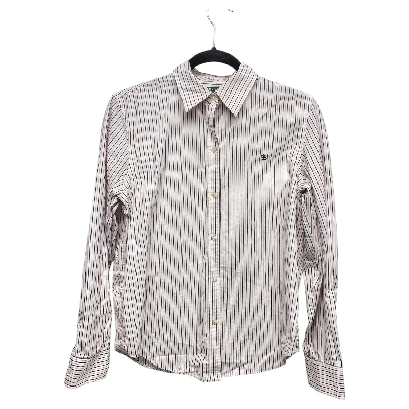 Sophisticated Sleek Top Long Sleeve By Lauren By Ralph Lauren In Striped Pattern, Size: M