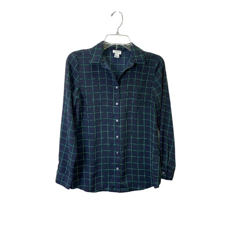 Relaxed Street Top Ls By J. Crew In Blue & Green, Size:Xxs