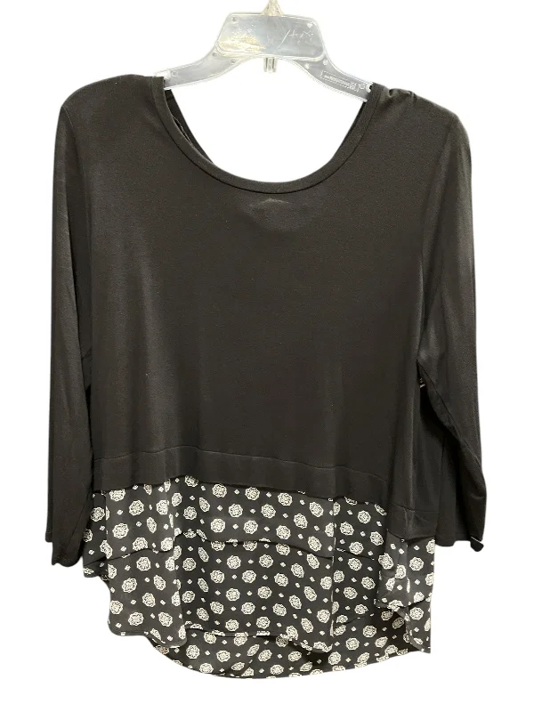 Polished Street Top 3/4 Sleeve By Michael By Michael Kors In Black, Size: L