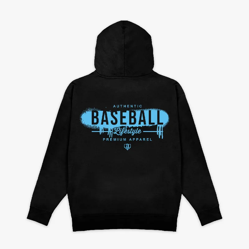 Classic Rugged Vandal Hoodie - Black/Light Blue
