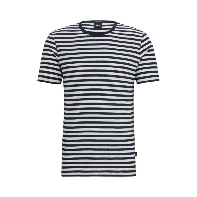 Rugged Classic Horizontal-stripe T-shirt in cotton and linen