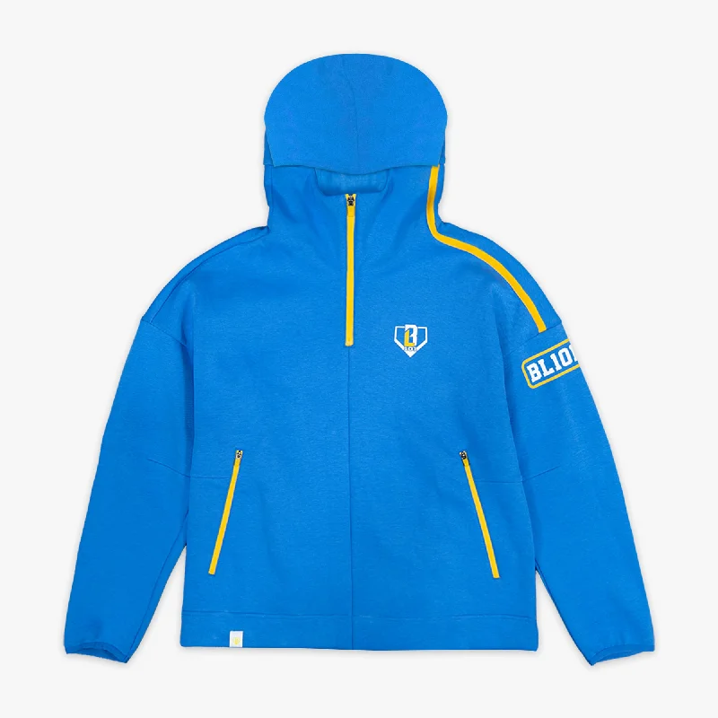 Contemporary Cool Game Day 1/4 Zip Hoodie - Blue/Yellow/White