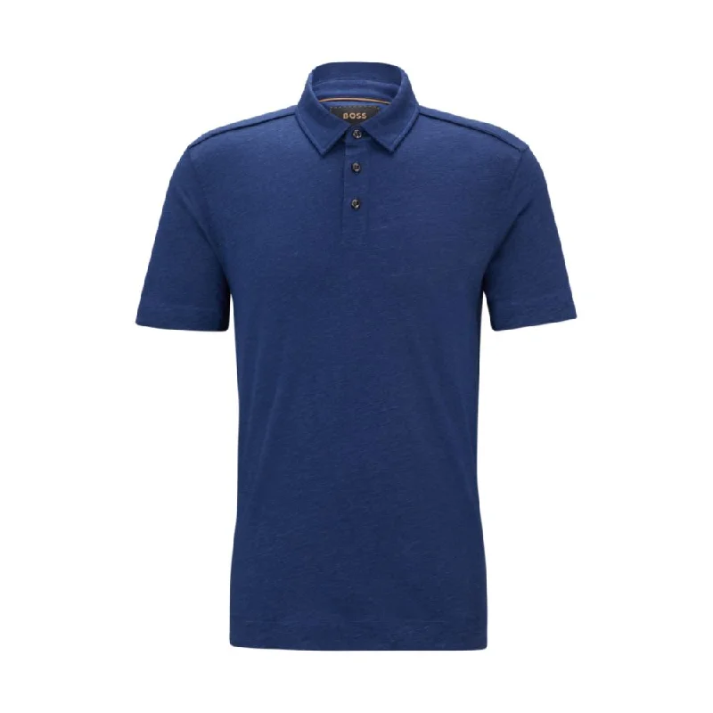 Rugged Rebel Piping-detail polo shirt in linen and silk
