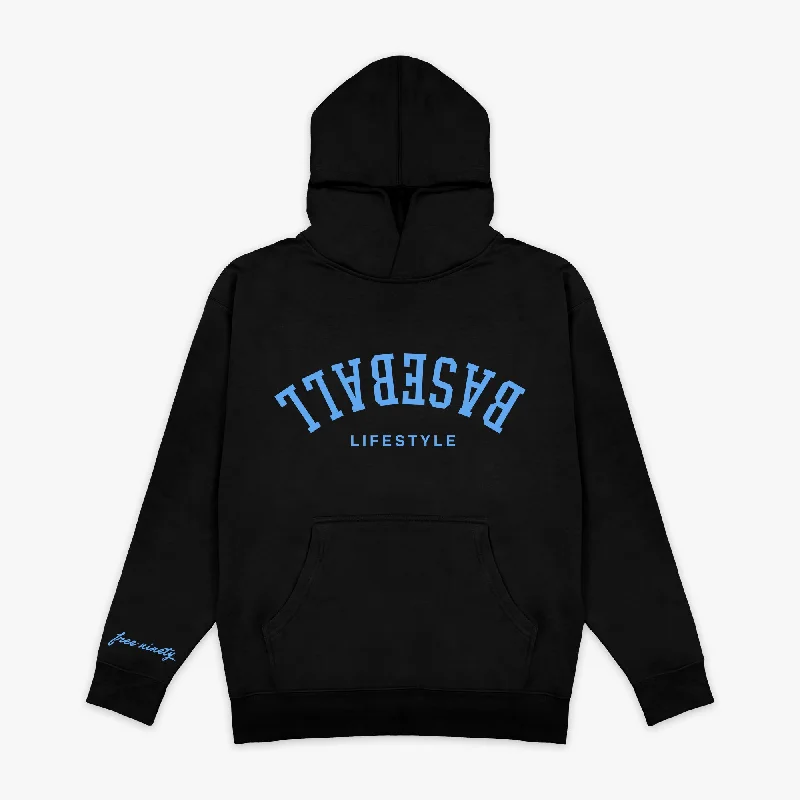 Street Rebel Upside Down Baseball Hoodie - Black/Light Blue