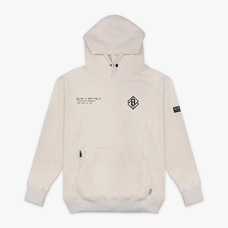 Understated Sleek Off-Field Waffle Performance Hoodie - Bone/Black