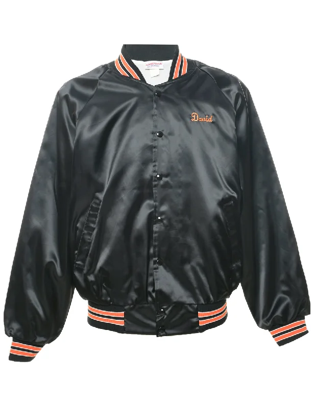 Contemporary Rugged Black Bomber Jacket - L