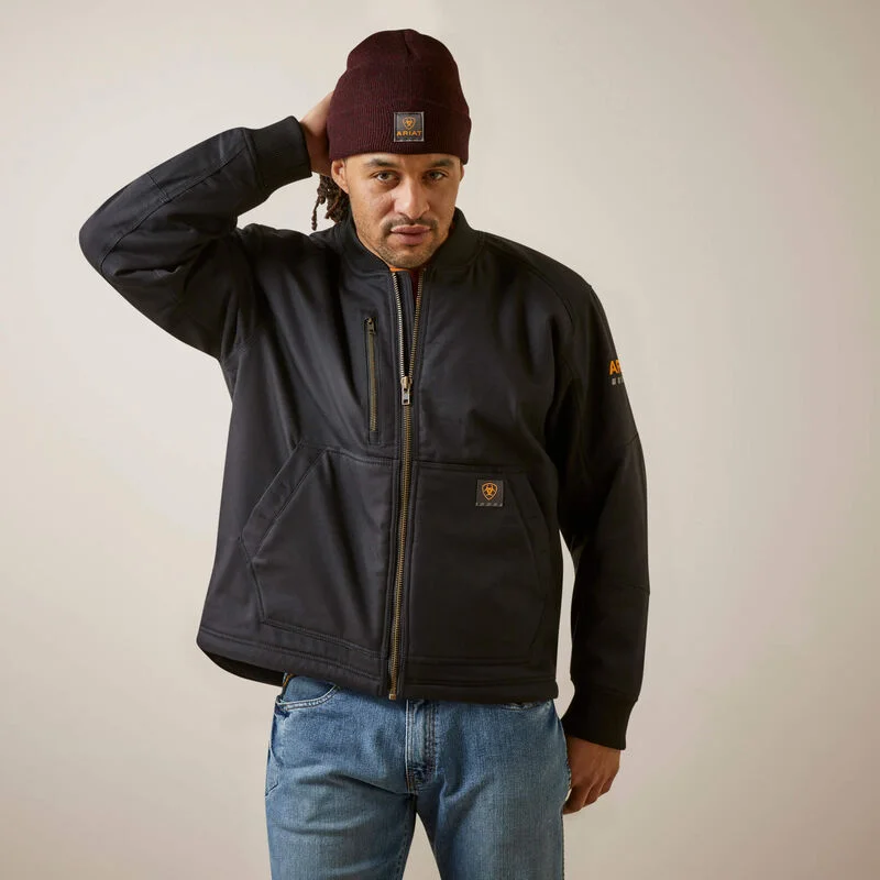 Minimalist Street Ariat Men's Rebar Stretch Canvas Bomber Jacket Black - 10046515