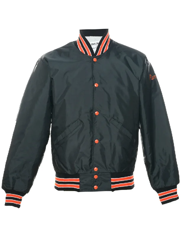 Polished Rugged Black Bomber Jacket - S
