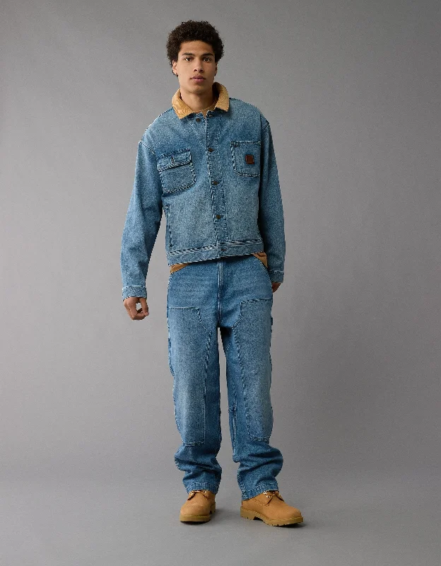 Sophisticated Rugged Timberland x AE Wide-Leg Denim Work Pant