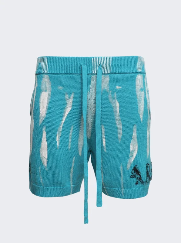 Contemporary Luxe Amiri Destroyed Applique Shorts Blue
