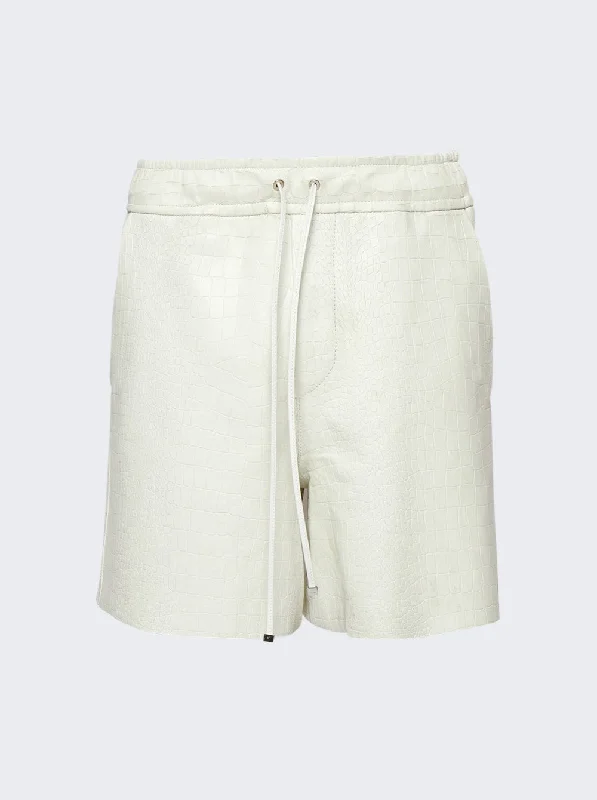 Timeless Minimal Amiri Embossed Crocodile Shorts White