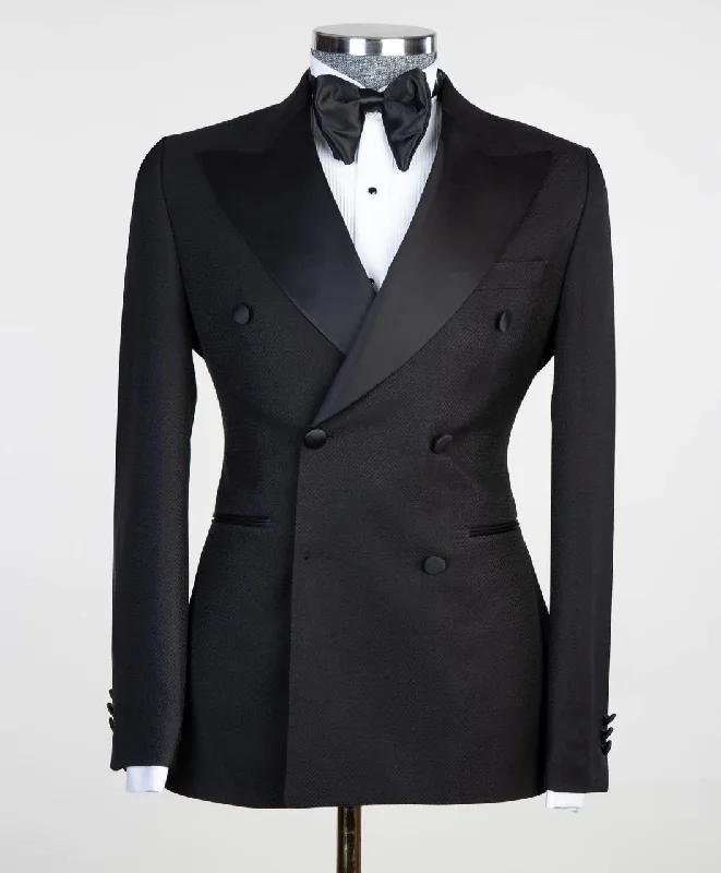Rugged Edge Mens Black Tuxedo double breasted