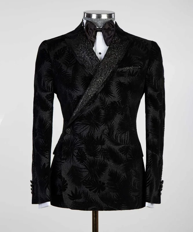 Retro Smart Black Velvet Tuxedo Jacket