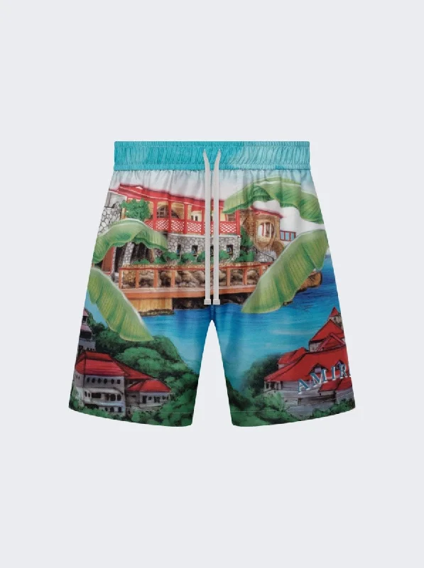Retro Monochrome Amiri Eden Rock Silk Short Multicolor
