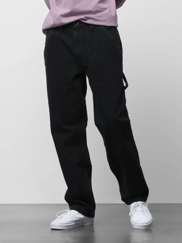 Monochrome Chic Drill Chore Loose Tapered Jeans