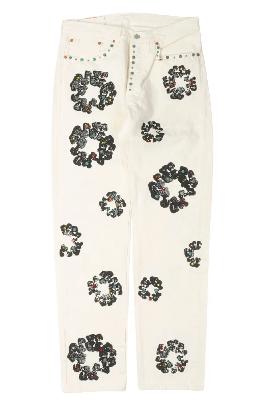 Modern Cool Levi's 501 Cotton Rhinestone Wreath Jeans