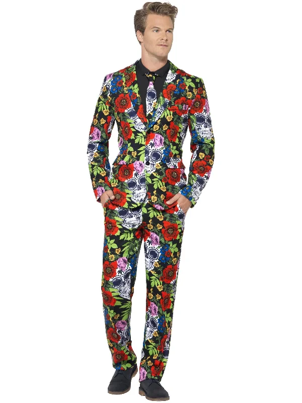 Understated Street Day of the Dead Suit, with Jacket, Trousers & Tie