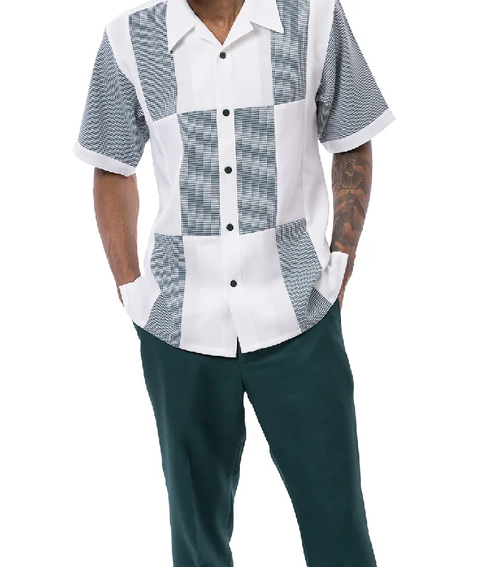 Chic Rebel Emerald Color Block Walking Suit 2 Piece Short Sleeve Set