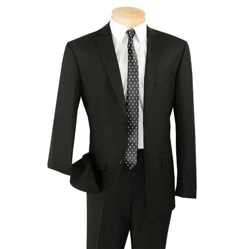 Rugged Luxe Slim Fit Men's Suit 2 Piece 2 Button in Black