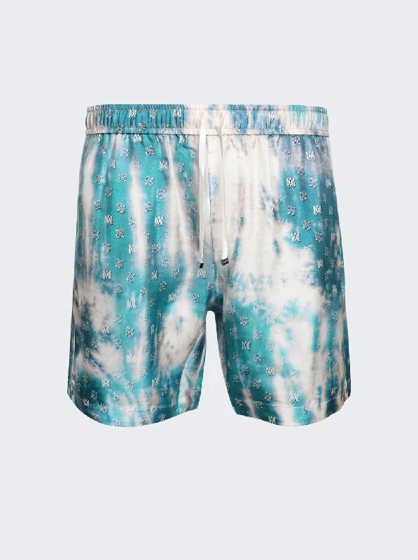 Contemporary Minimal Amiri Bleached Ma Paisley Silk Shorts Blue
