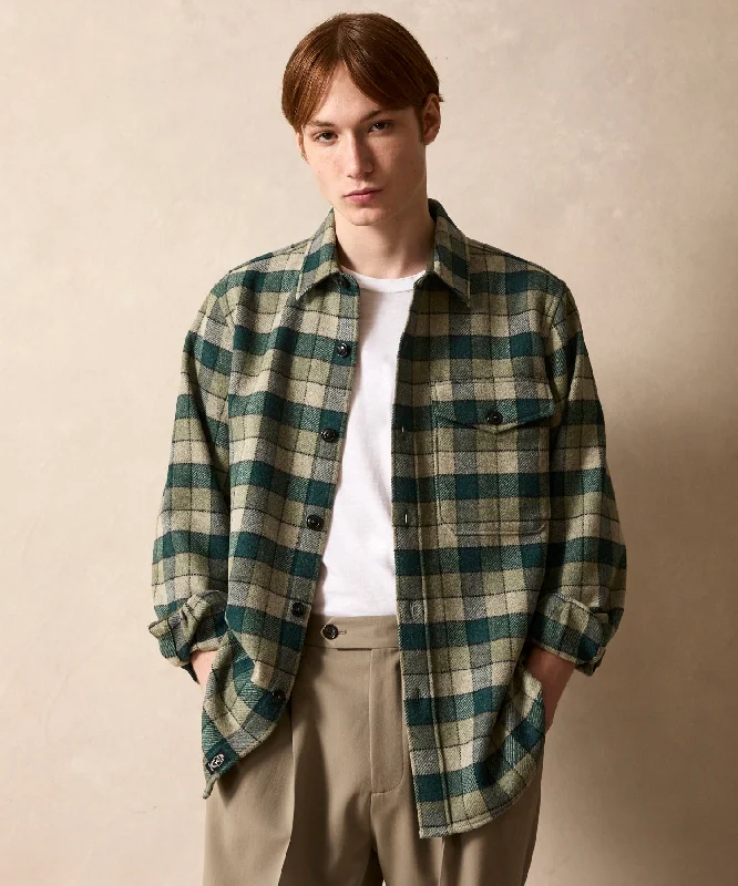 Chic Heritage Trendy Tees Wool Plaid Utility Shirt Jacket in Grey