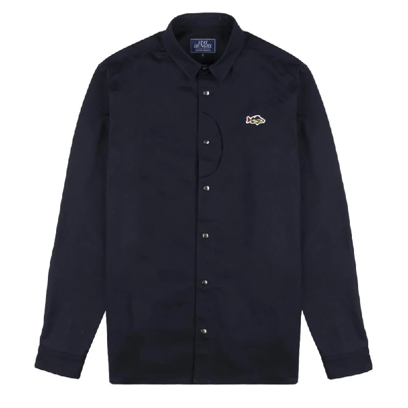 Vintage Rugged Casual Fits Stay Hungry Aborre Overshirt Navy