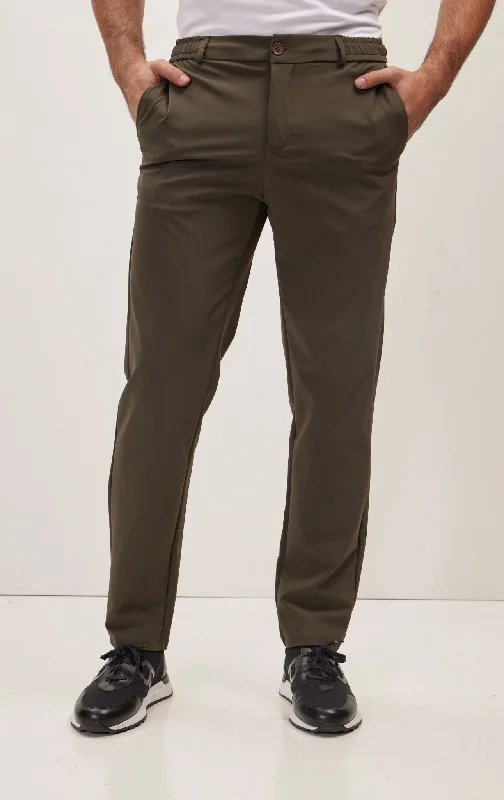 Street Chic Relaxed Styles Wrinkle Free Tapered Travel Pants - Khaki