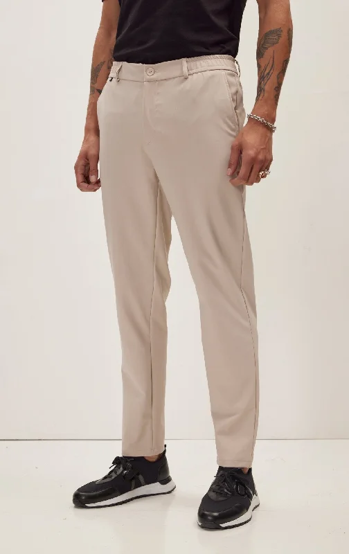 Urban Minimal Stylish Casuals Wrinkle Free Tapered Travel Pants - Stone