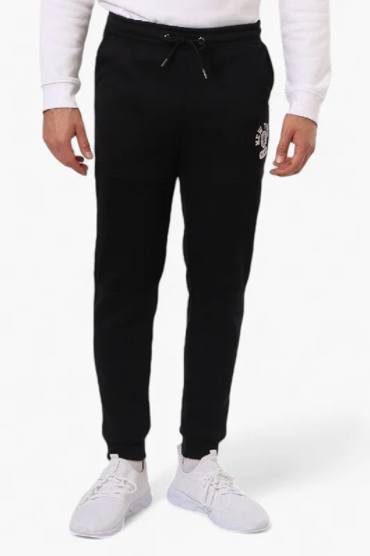 Effortless Classic Trendy Tees Super Triple Goose Tie Waist New York Print Joggers - Black Effortless Classic Trendy Tees Super Triple Goose Tie Waist New York Print Joggers - Black